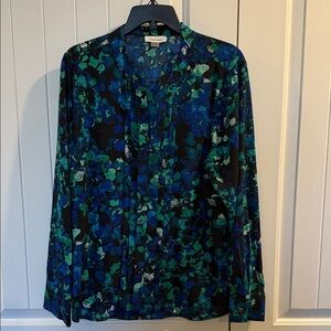 Calvin Klein Women's Blouse - Black and Blue Floral